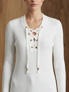 MICHAEL Michael Kors Ribbed Lace-Up Sweater Tunic
